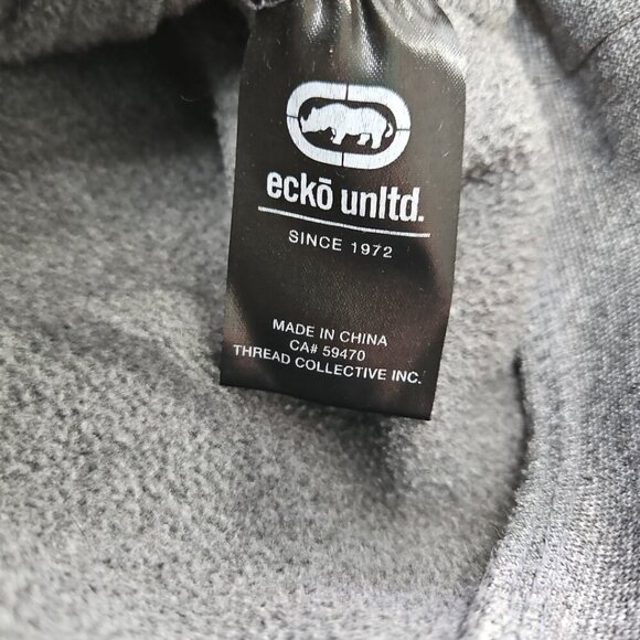 Ecko Unltd Hoodie Men's Medium Grey Spellout Logo Y2K VTG Rhino 72 Grunge Skater - Picture 6 of 14